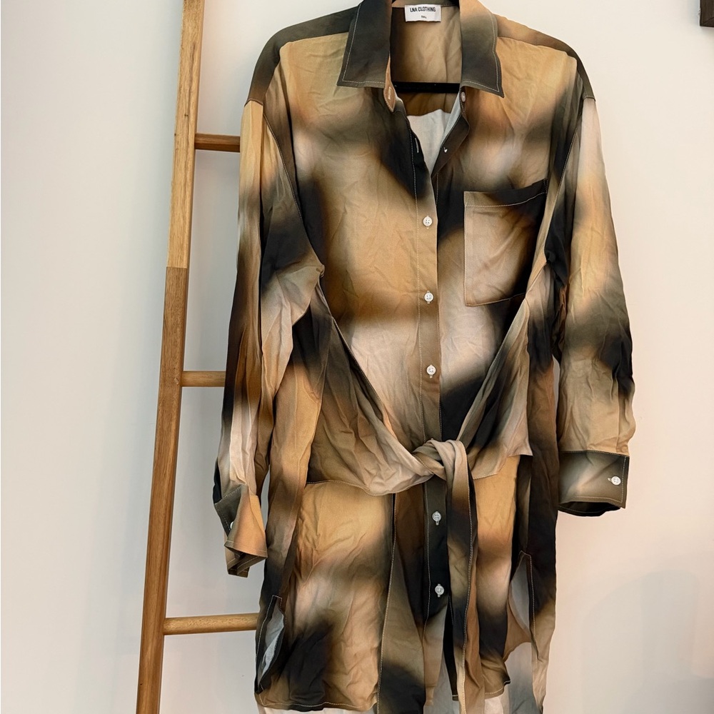 LNA Black and Tan Tie-Dye Mini Dress